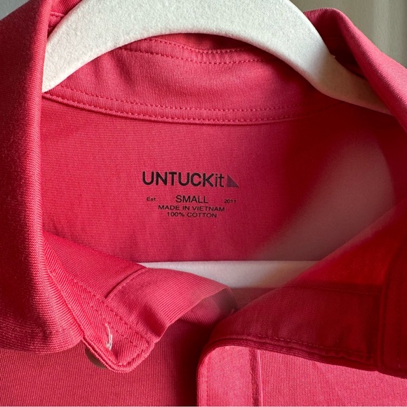 NWOT UNTUCKit Huber Jersey Knit Long Sleeves Button Up Shirt in Red - Picture 5 of 6